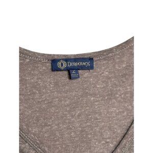 Democracy Brown Heathered V-Neck Short Sleeve Top Womens Size L Polyester/Rayon